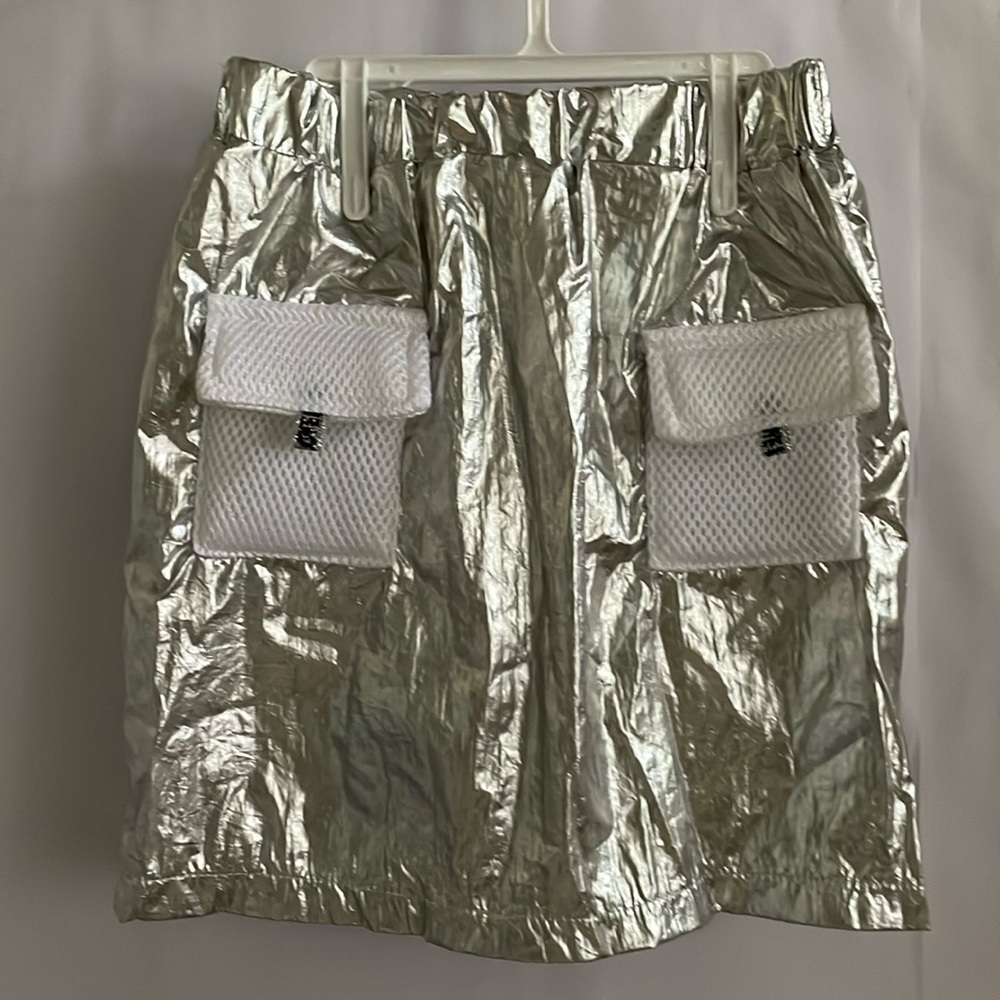 Shein Metallic Silver Skirt with Pockets